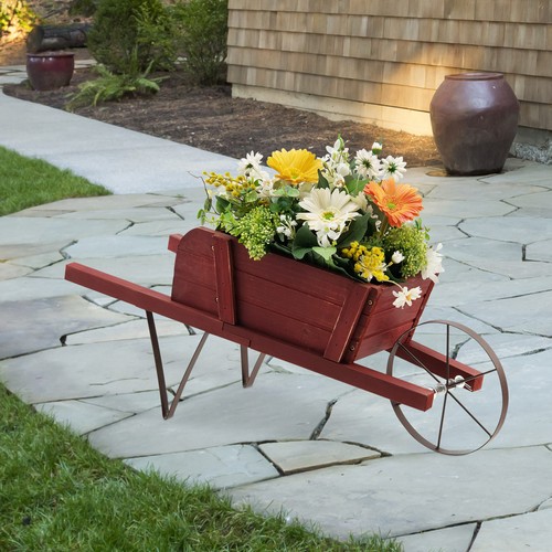 Wooden wagon planter indoor - wagon,