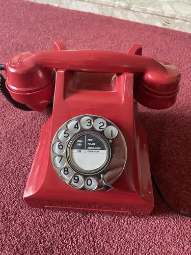 Red rotary dial corded desk - corded,