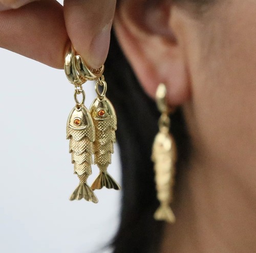 18k gold plated - gold, fish