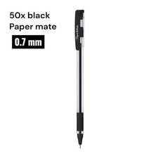 Paper Mate Ballpoint Pens, Comfort Grip Fine Point 0.7mm Black 50 Pens T24