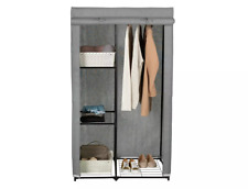Single Wardrobe Grey Fabric Cover Size H160 W90 D54cm Clothes Storage 