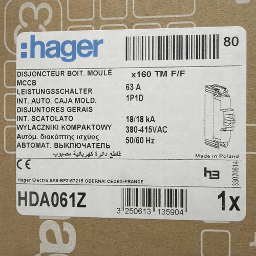 Hager hha061z 63a 25ka pole - 1,