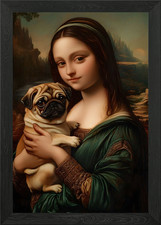 Mona Lisa with Pug Framed Wall