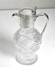 Sterling Silver & Cut Glass Small Claret/ Water Jug, Alexander Clark London 1915