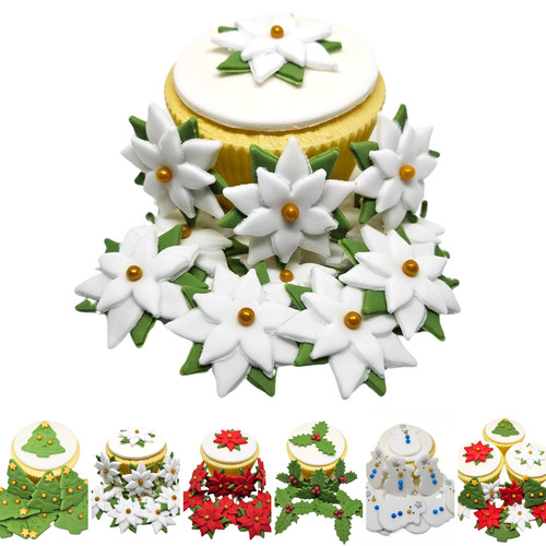 White poinsettia edible - white,