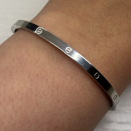 Silver metal bangle bracelet - silver,