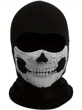 1x Skull Face Mask Full Black Balaclava Windproof Motorcycle Riding Gear Outdoor