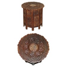 ANTIQUE LIBERTY'S VICTORIAN CIRCA 1880 INLAID SYRIAN HAND CARVED FOLDING TABLE