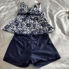 Large Ladies Tankini Blue swimwear beach