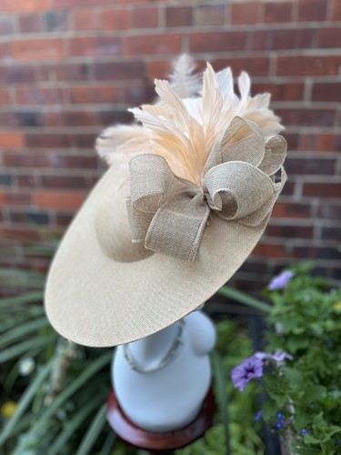 Beige wedding hat - beige,