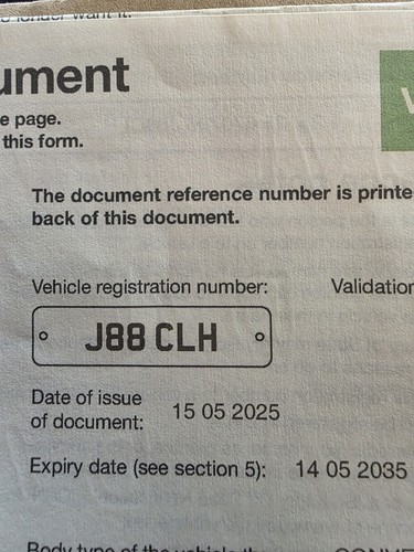 J88clh registratiin plate - j88clh, on