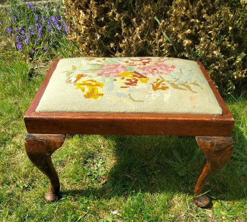 Antique wooden footstool - , with
