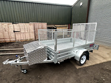 New 8x5 Road Trailer with cage & ramp +Fitted Front alloy box UK DELIVERY