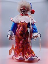 Vintage Heritage Mint Collection Porcelain Clown on Stand Doll Figurine Colors