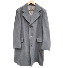 Vintage Crombie Pure New Wool Coat Jacket Grey Willerby Men's UK Size 42R
