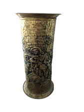 Vintage Embossed Umbrella Stand Holder Tavern Scene