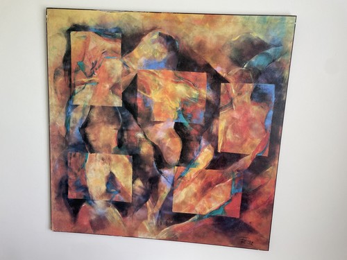 Large painting abstract orange