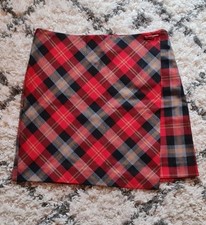 Next Red Tartan Wrap Skirt UK Size 10 Petite