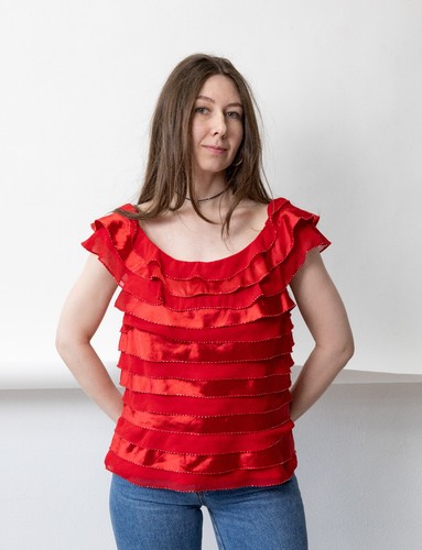 Vintage y2k red tiered ruffle - tiered,