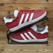 Adidas Trainers Mens Size UK 6.5 Gazelle Originals Red White Casuals Mod Shoes