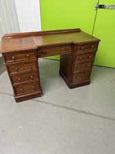 Victorian Mahogany Breakfront Pedestal Desk