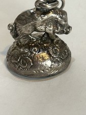 Antique Sterling Silver Bloodstone Boar/Pig Fob Seal