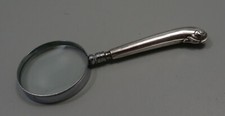 VINTAGE MAGNIFYING GLASS WITH HOLLOW HALLMARKED SILVER HANDLE SHEFFIELD C1910