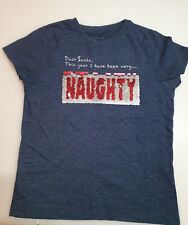 Fancy dress kids Christmas T-shirt Good or Naughty Sequin changing Primark 4-5yr