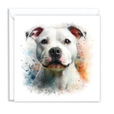 STAFFY STAFFORDSHIRE BULL TERRIER  DOG WATERCOLOUR SPLASH EFFECT GREETING CARD