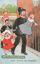 Humorous Vintage Postcard With Police Officer Children Lost Stolen Strayed