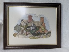 Framed Cottage fever Anne of cleves cross stitch sampler Lilliput Lane