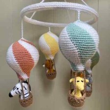 CROCHET PATTERN PAPER COPY SWEETEST WILD ANIMALS IN HOT AIR BALLOON MOBILE 231