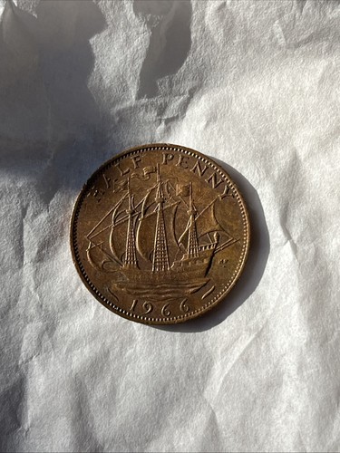 1966 half penny coin elizabeth - half,