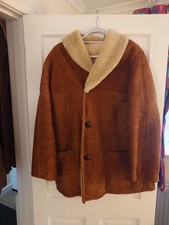 Mens Large Sheepskin Shearling Vintage Coat Jacket By Sirela