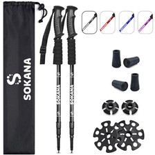 2 X Telescopic Anti-Shock Extendable Trekking Poles Hiking Walking Camping Black