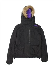 SUPERDRY Womens Windcheater Hooded Windbreaker Jacket UK 10 Small Black AY01