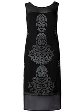 EX-M&S Autograph BLACK Bead Embroidered Shift Dress - Size 6 to 22