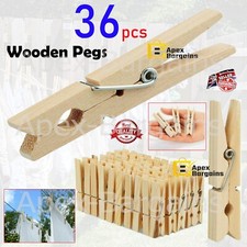 36/144x Wooden Cloth Pegs Rust Free Spring Wash Line Wood Peg Garden Airer Clips