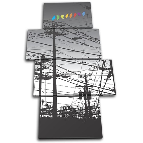 City colour birds wires - city,