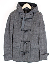 REPLAY Mens Grey Wool Blend Coat M Hooded  Lined Long Sleeve *