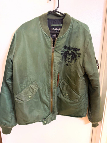 Salvage green nylon - nylon, bomber