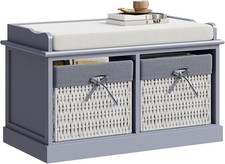 Blue-Grey Storage Bench with