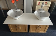 Double Sink Vanity Unit with Storage Cabinets, Includes Taps