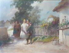 Agoston Acs (Hungarian, 1889-1947) Oil painting 'Village Scene'