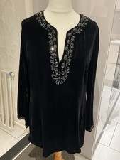 Beautiful Black Silk Velvet Kaftan Tunic Top From EAST 12