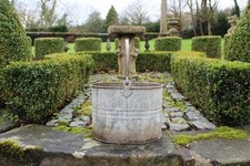 Vintage 60s Galvanised Metal Mop Bucket & Drainer Garden Planter TV Film Prop