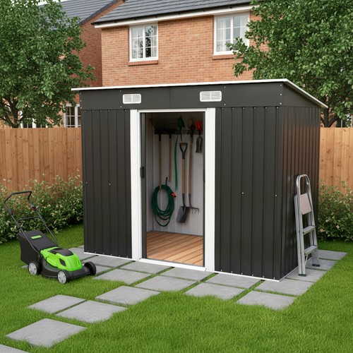 Garden shed metal storage grey - metal,