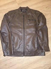 Only and Sons Mens Faux Leather Brown Jacket - Size Large