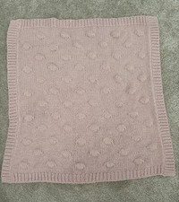 Pink Knitted Effect Baby Blanket With Detail Soft Cute