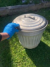 Vintage "Aluminum Seamless 1ft "Mini Dustbin With Lid - Garden Planter